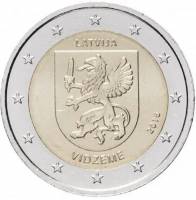 (006) Монета Латвия 2016 год 2 евро "Видземе"  Биметалл  UNC